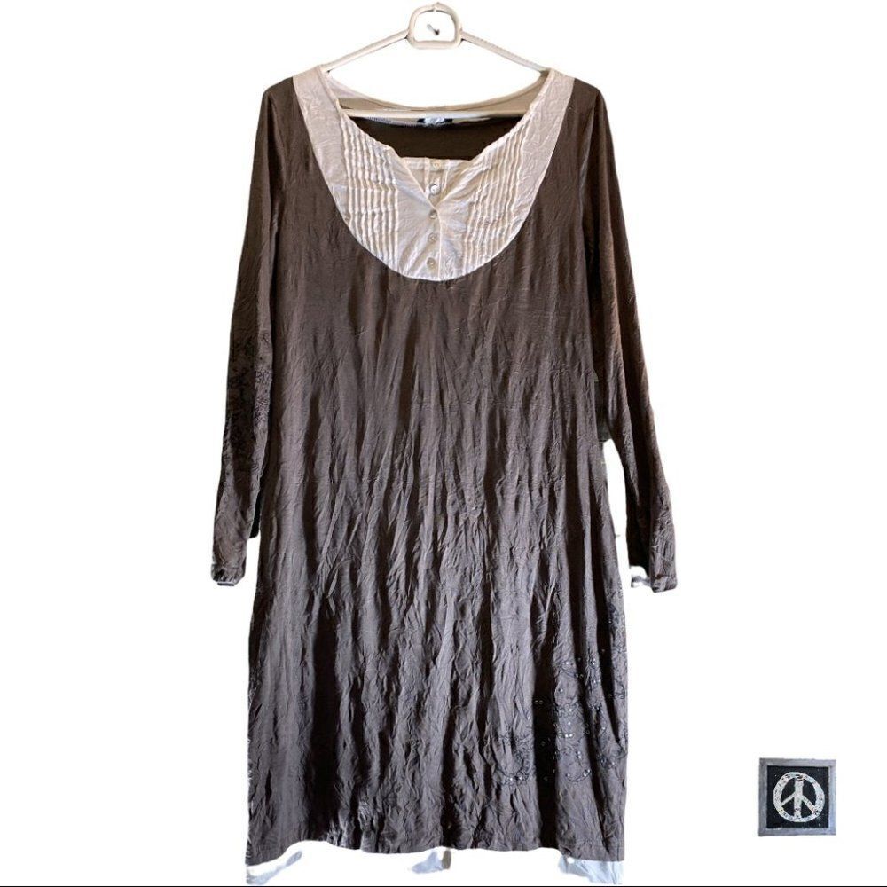 $5$ add on item- Venus crinkle cotton bib lounge dress. size medium - Picture 2 of 11